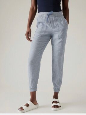 Athleta Retreat Linen Jogger Chambray Blue - 14T NWT